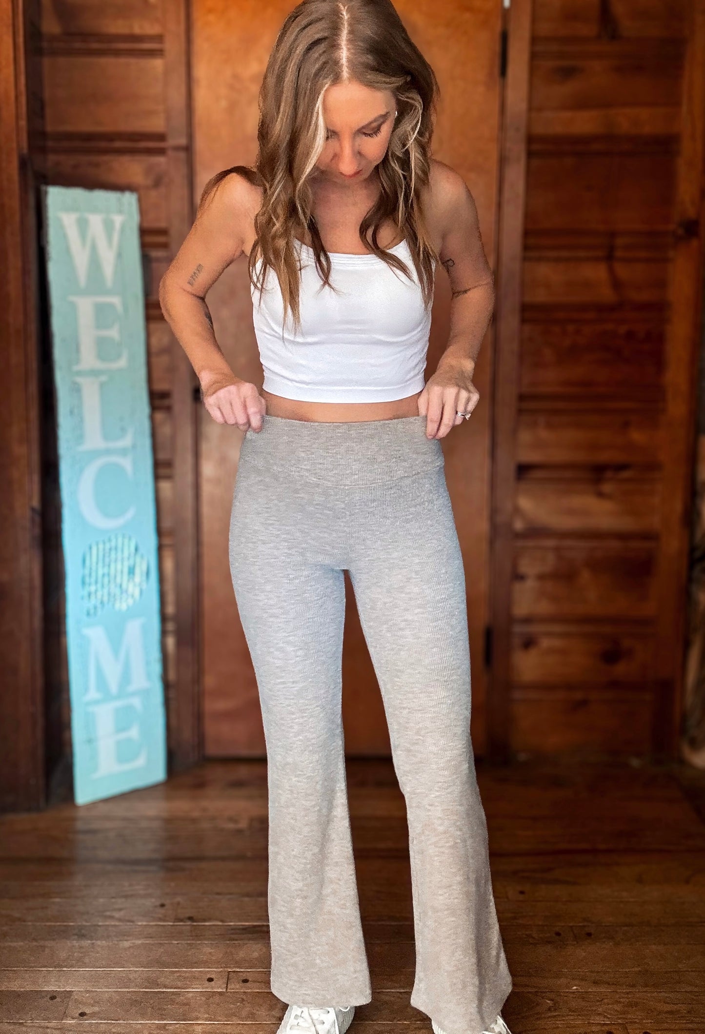 Warm Glow Waffle Flare Pants