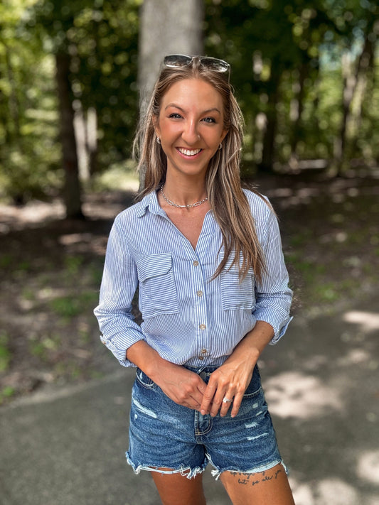 Classic Stripe Button-Down Top