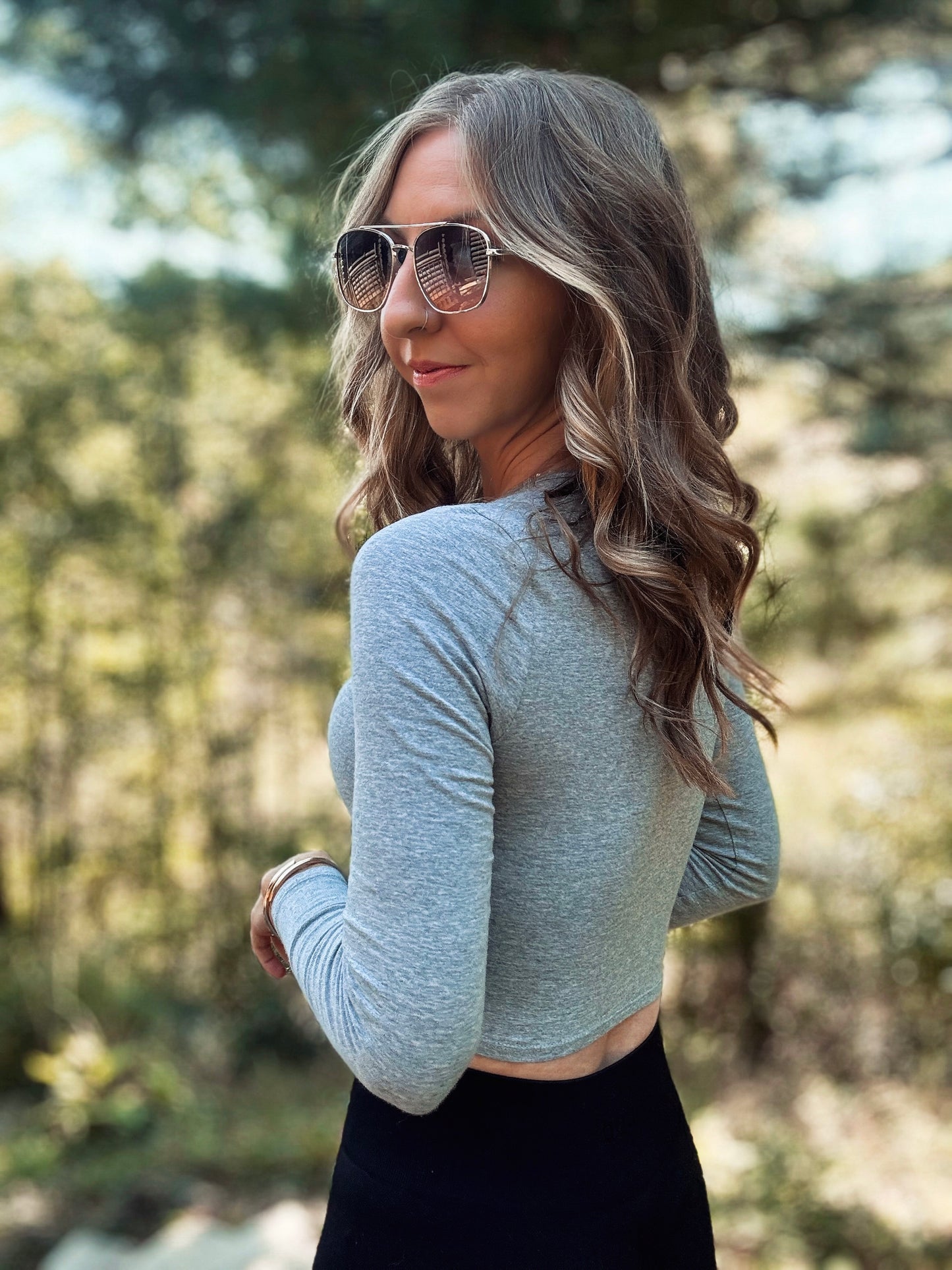 Gray Comfort Crop Top