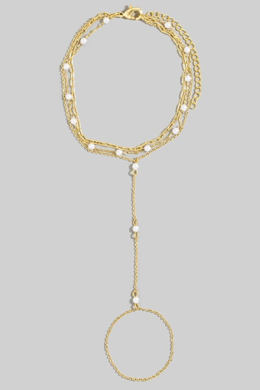 Pearl Hand Chain Bracelet