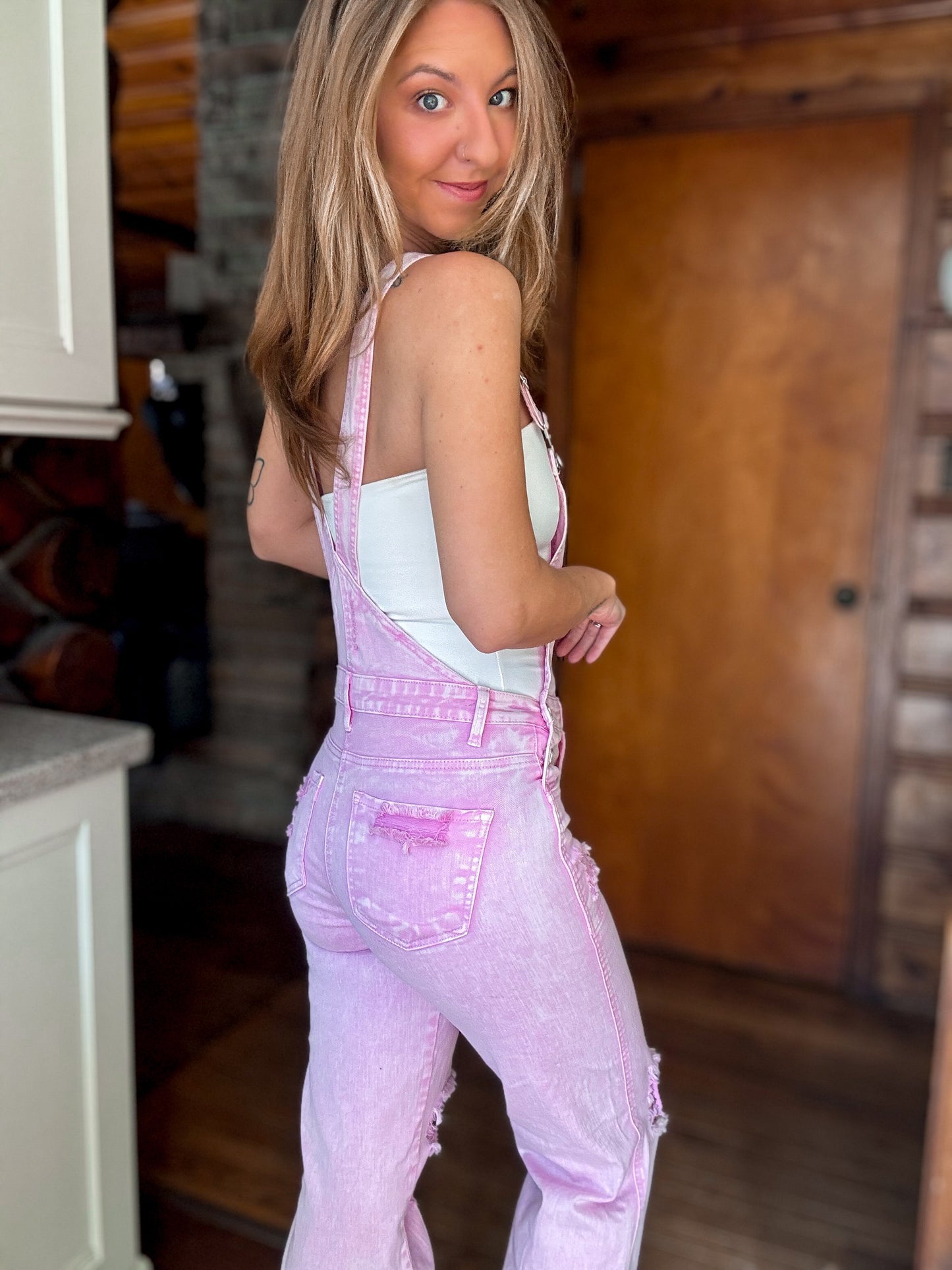 Pop of Pink Overalls