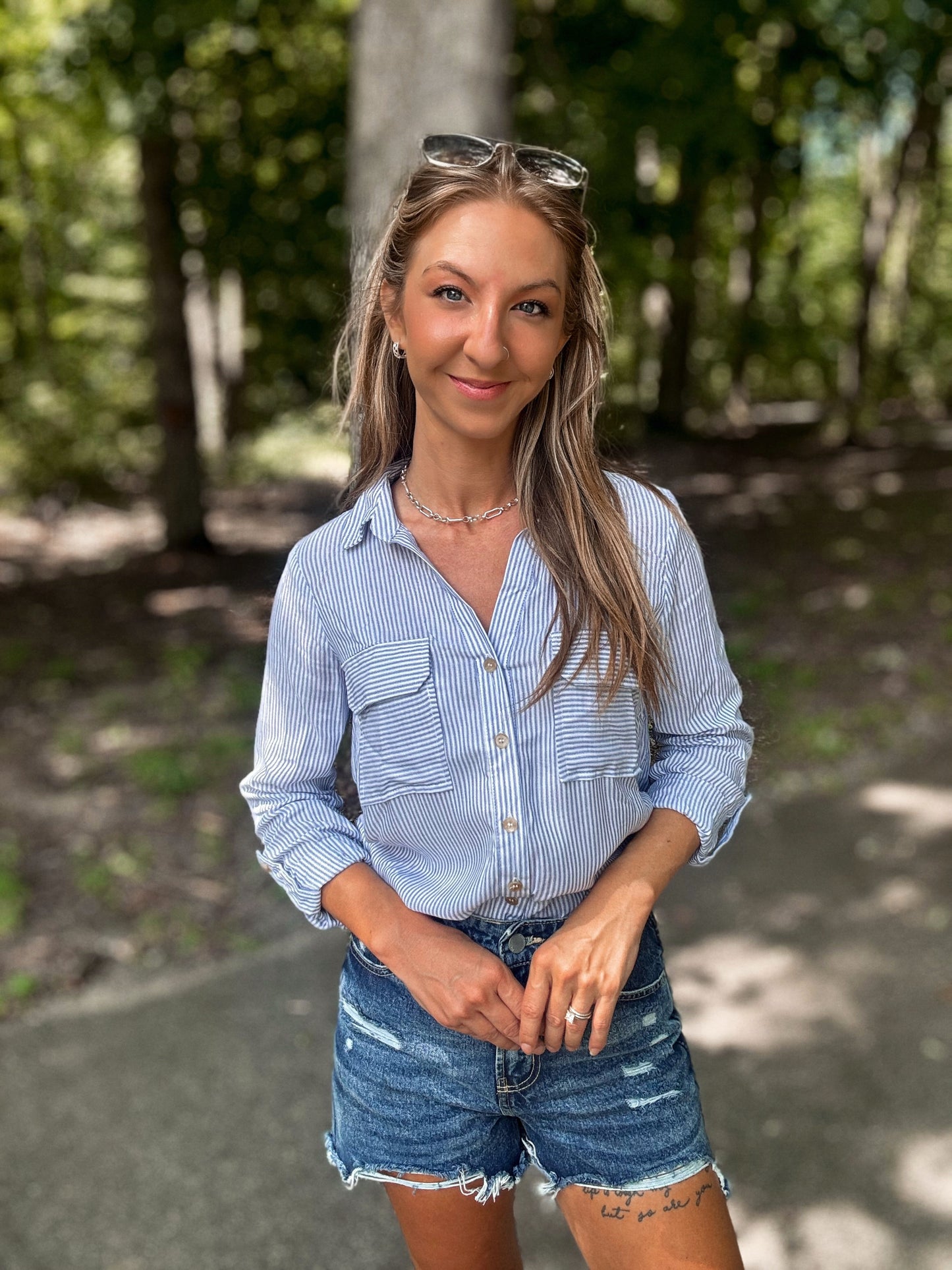 Classic Stripe Button-Down Top