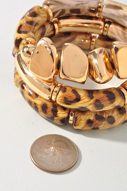 Golden Wild Stack Bracelet Set