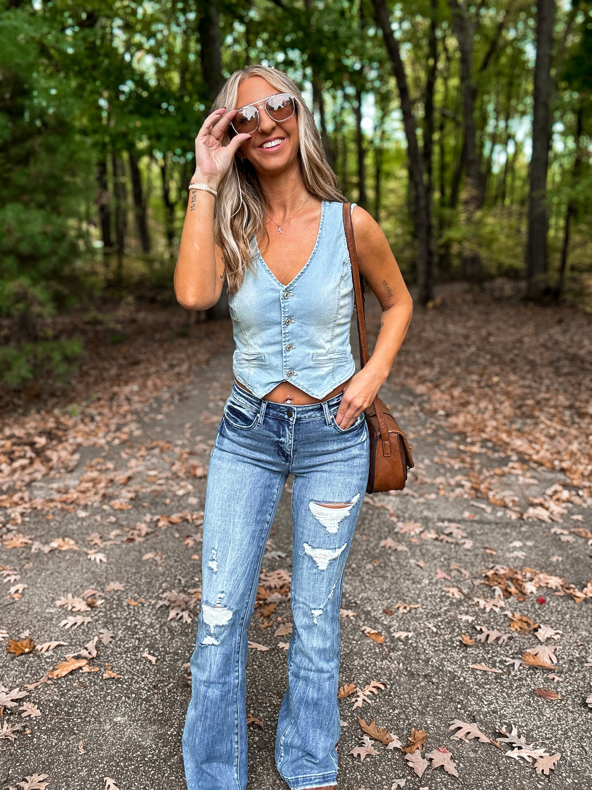 Mid-Rise Flared Denim