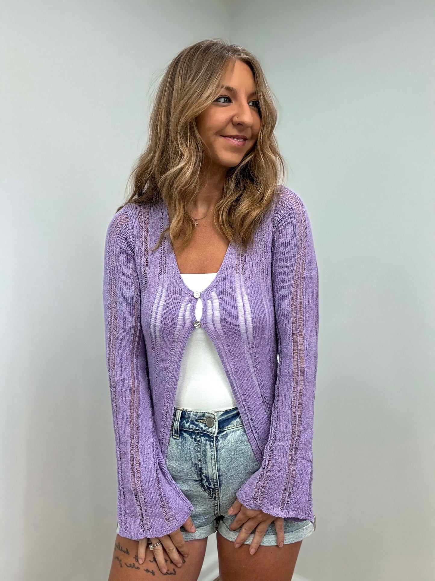 Lavender Love Open Cardigan