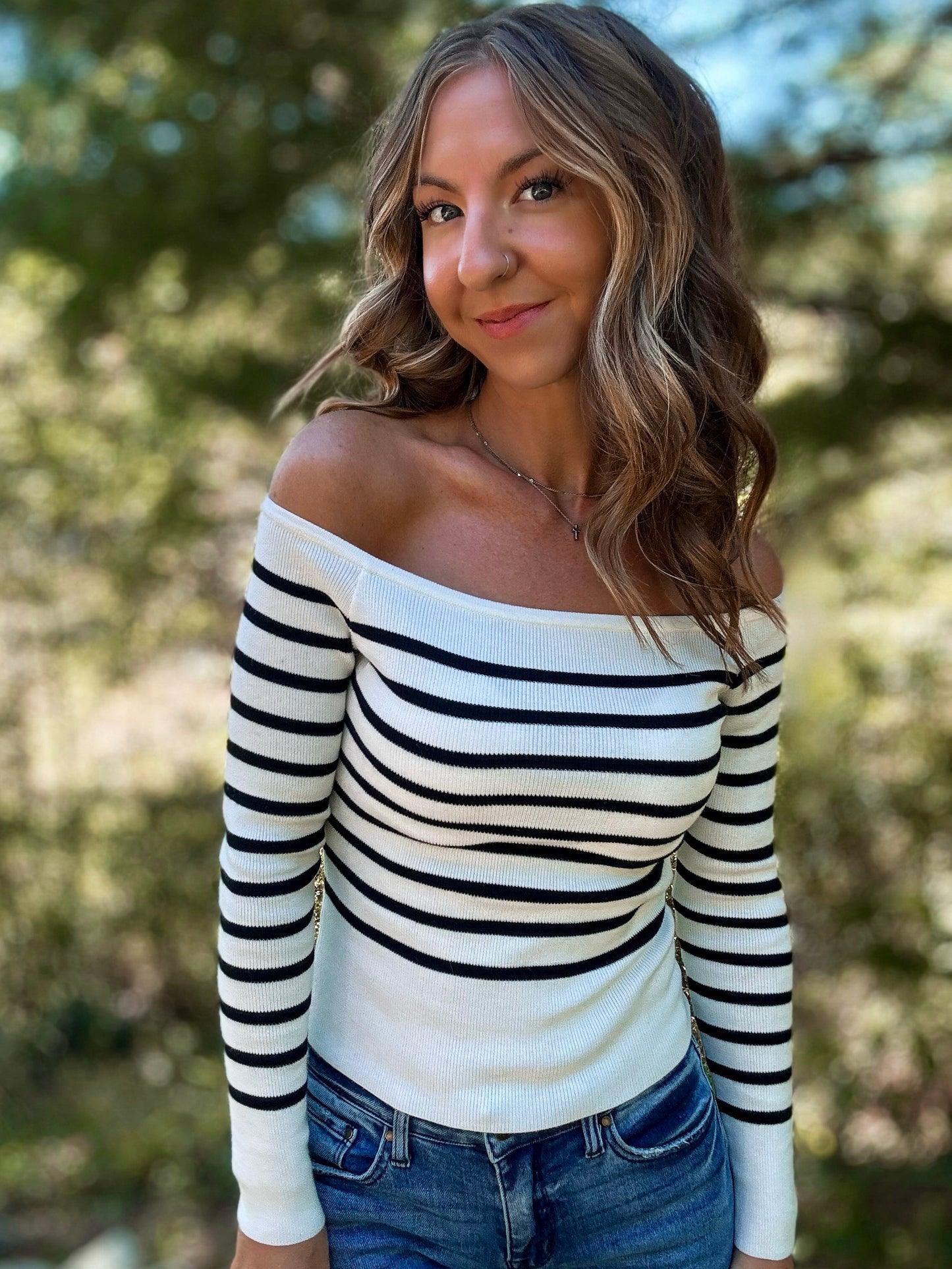 Ivory Envy Off-Shoulder Sweater