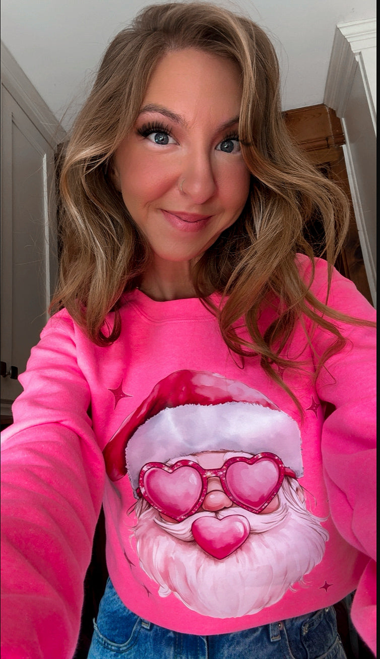 Pink Hearts Santa Sweatshirt