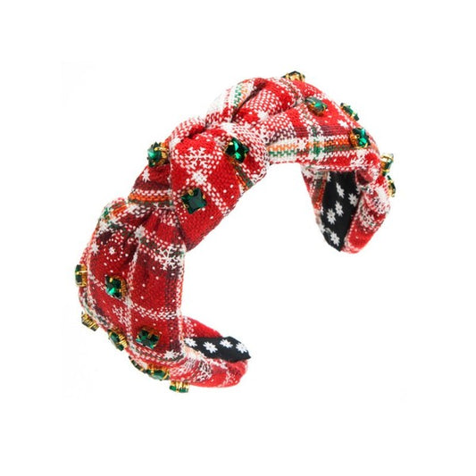 Holiday Glam Plaid Knot Headband