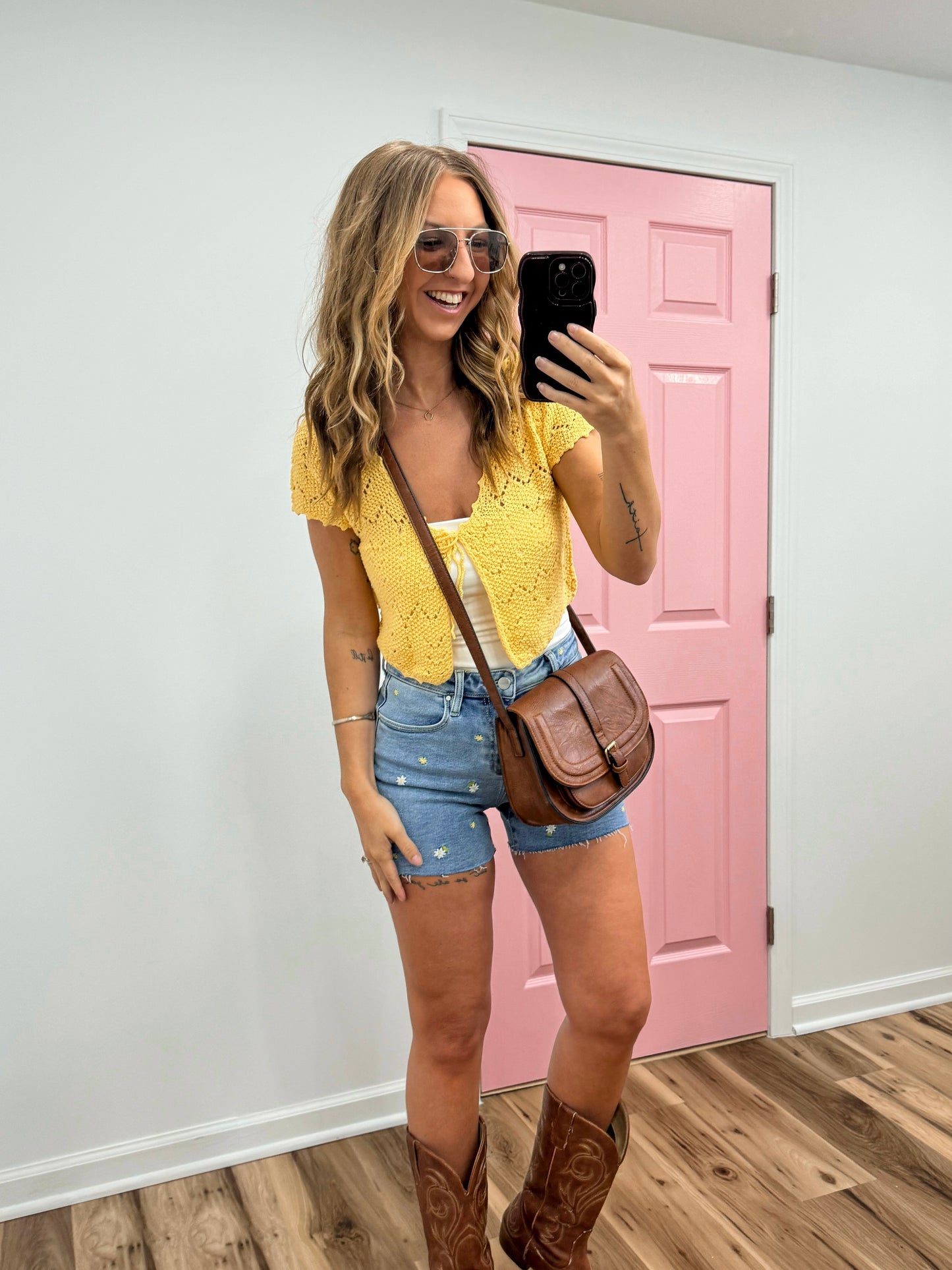 Daisy Days High Rise Embroidered Shorts