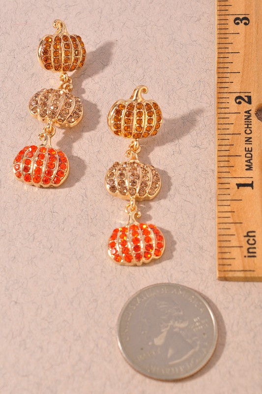 Pumpkin Rhinestone Earrings