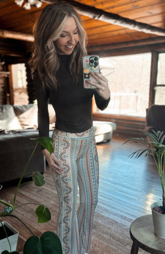 High Waisted Boho Flared Pants