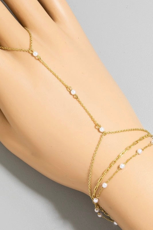 Pearl Hand Chain Bracelet