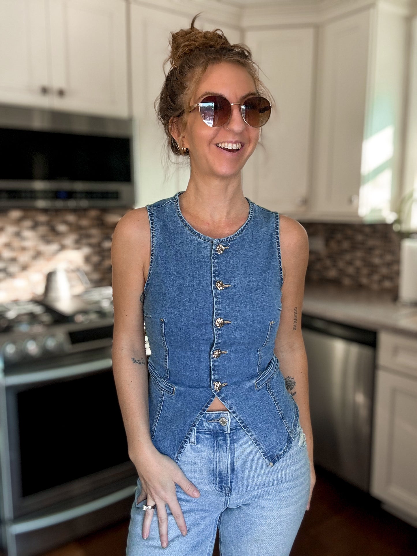 Buttoned-Up Babe Denim Vest