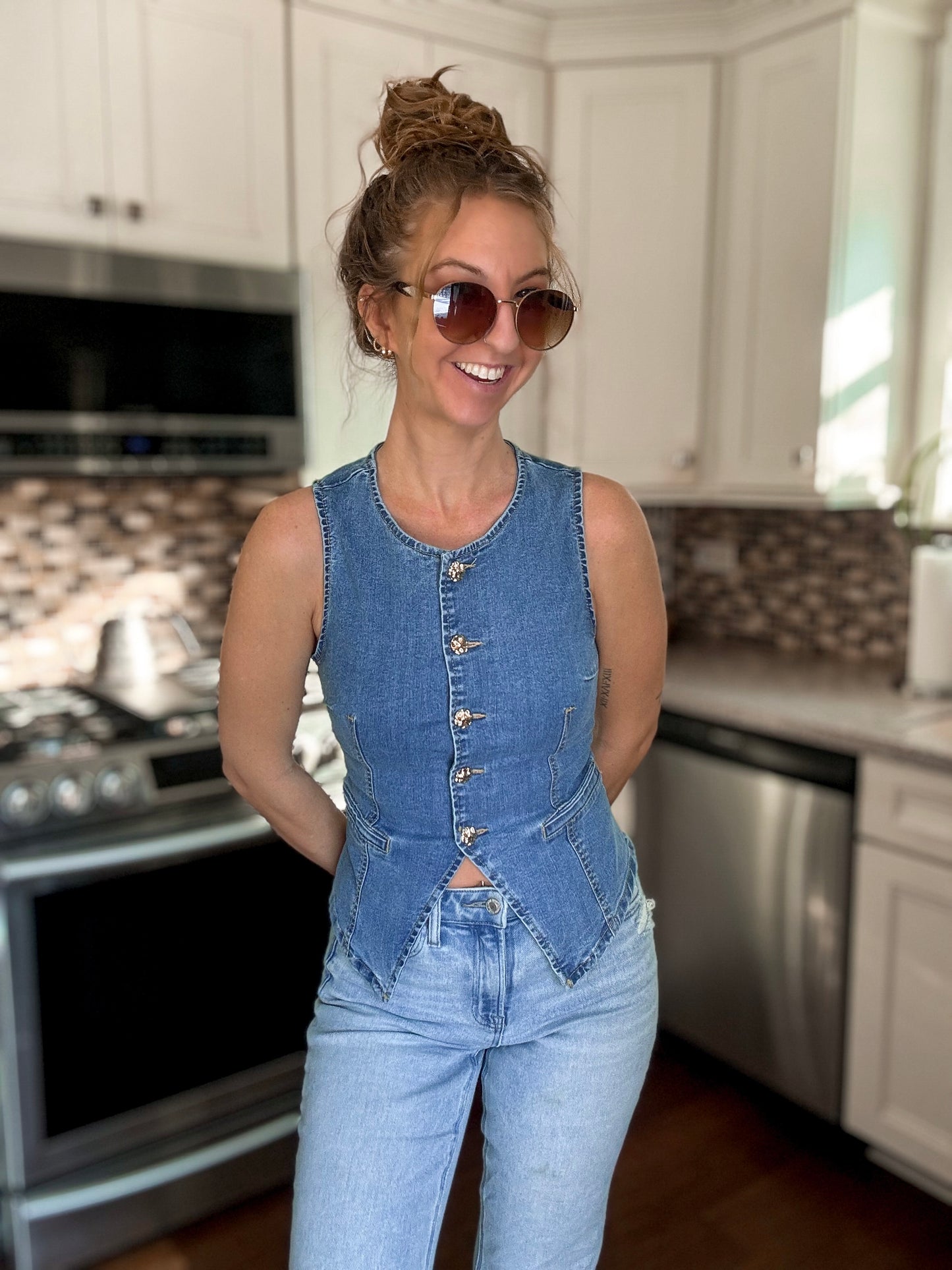 Buttoned-Up Babe Denim Vest