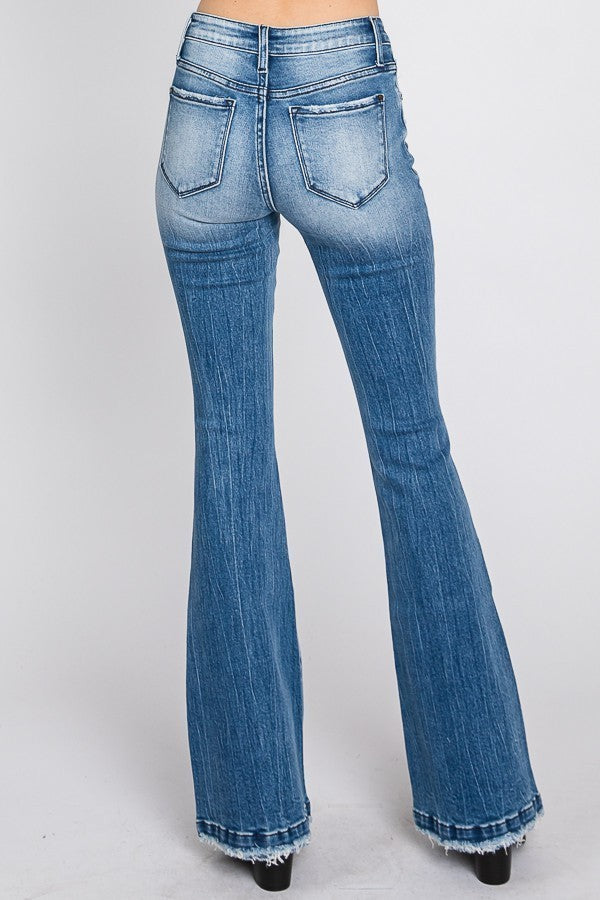 Mid-Rise Flared Denim