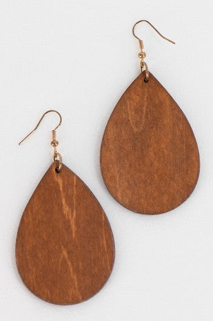 Teardrop Treasures: Wooden Earrings