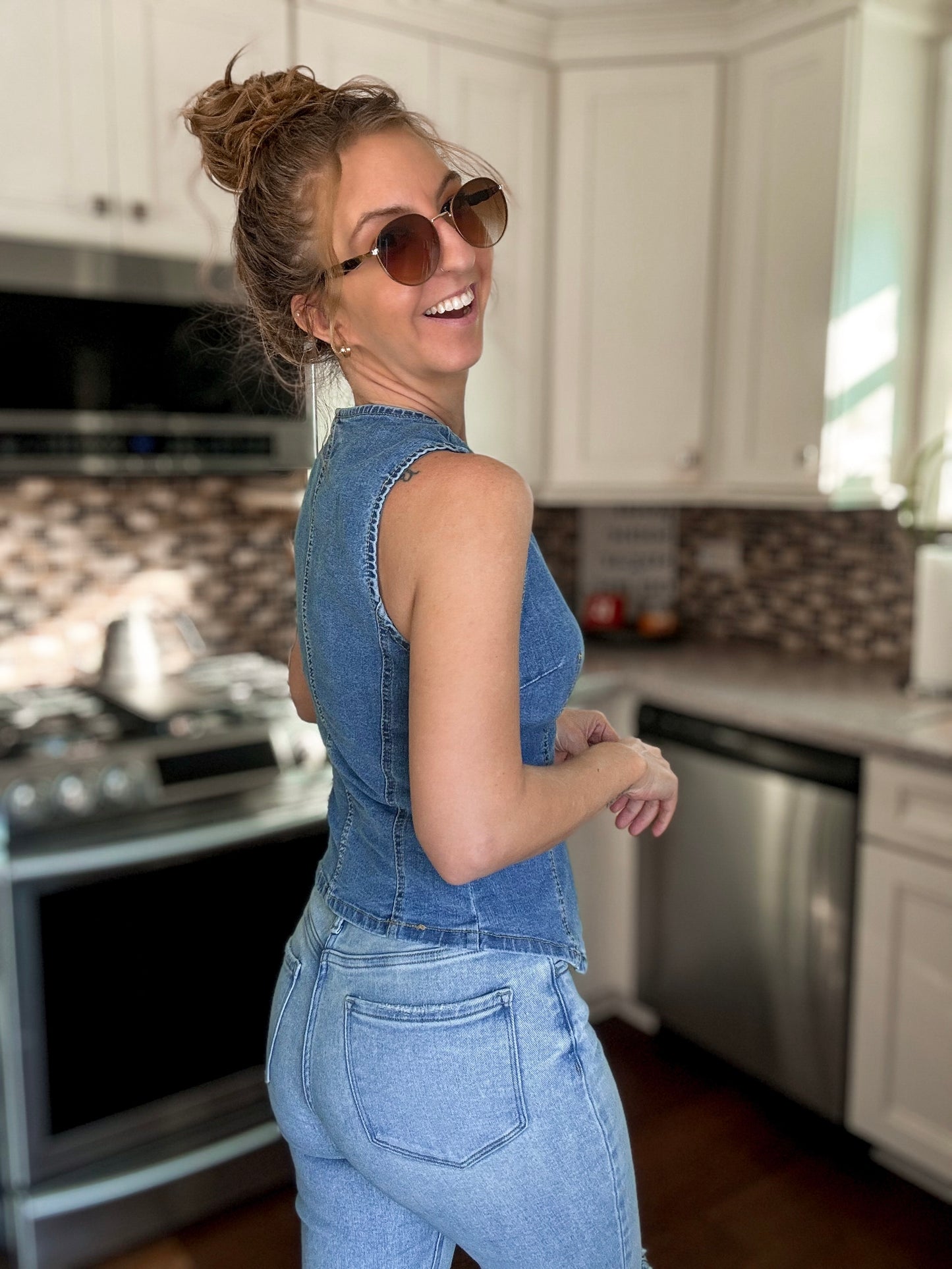 Buttoned-Up Babe Denim Vest