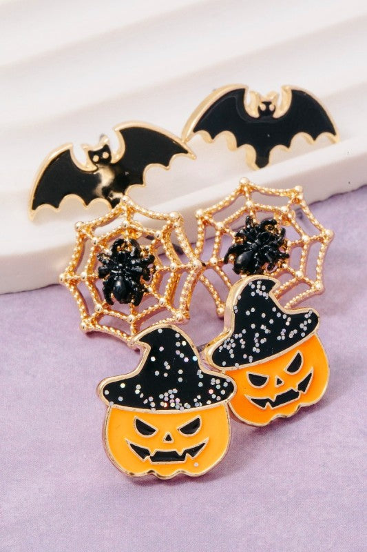 Spooky Trio Halloween Stud Earrings