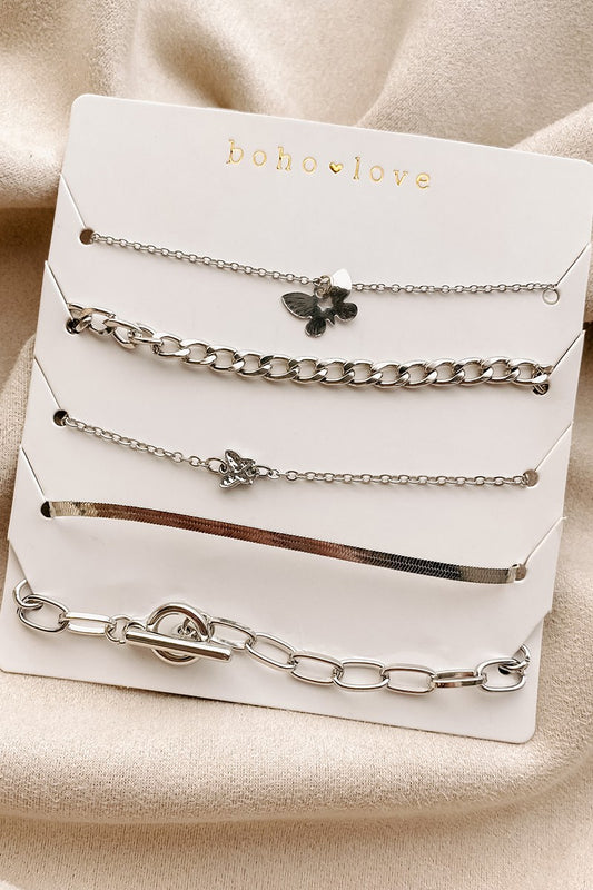 Silver Love Bracelet Set