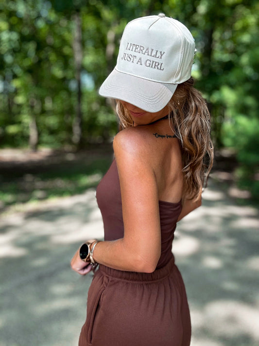"Literally Just A Girl" Two-Tone Trucker Hat Snap Back
