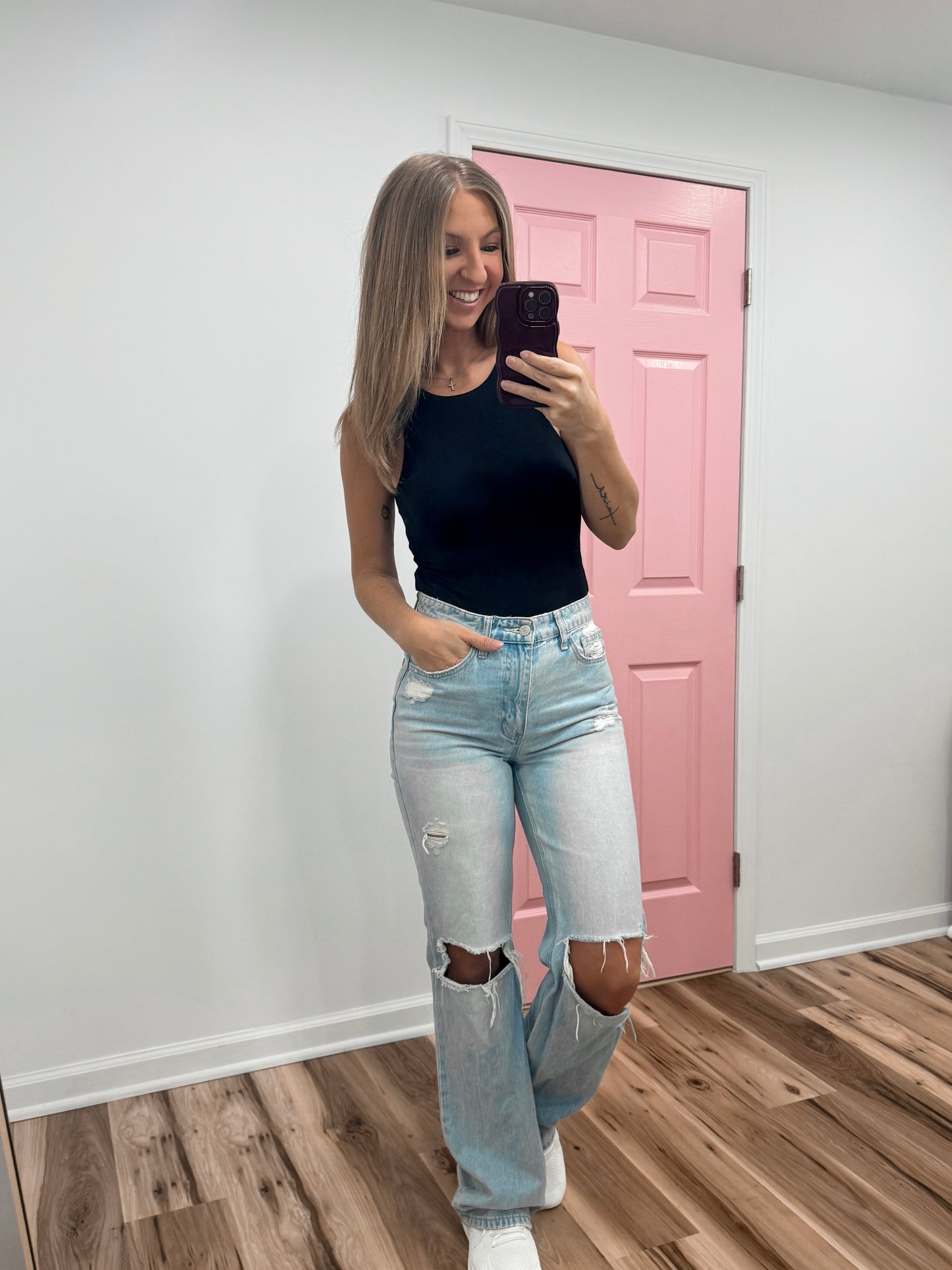 Retro Distressed Flare Jeans