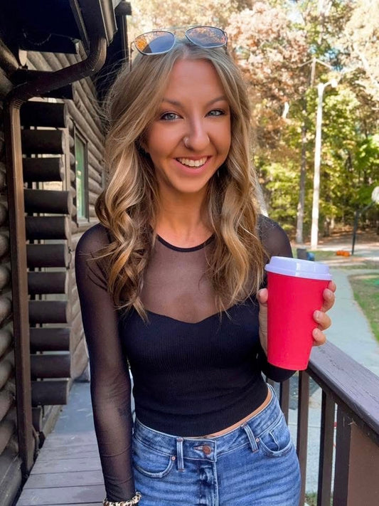 Shadow Play Mesh Top