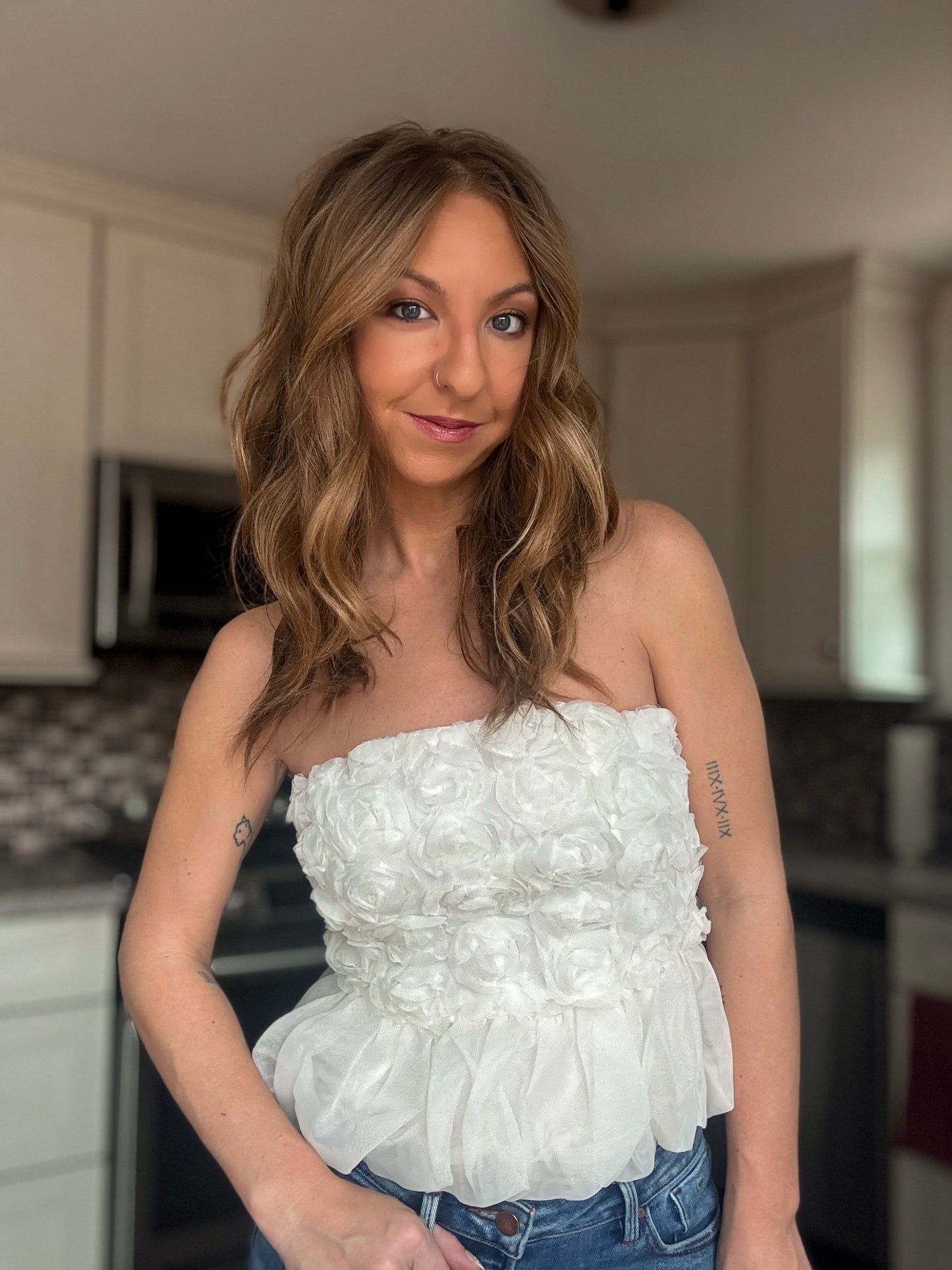 Full Bloom Bubble Hem Top