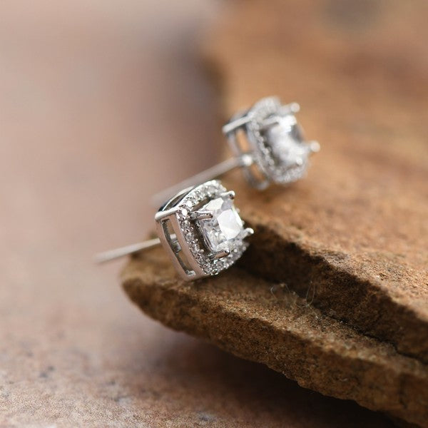 Crystal Charm Square Studs