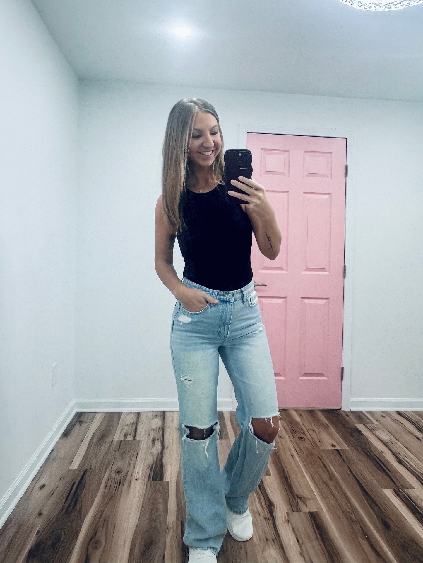 Retro Distressed Flare Jeans