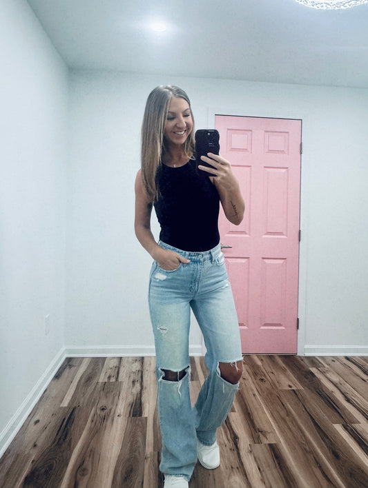 Retro Distressed Flare Jeans