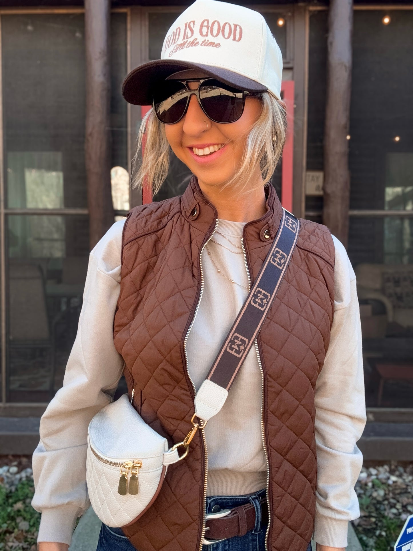 Cocoa Trim Quilted Cutie