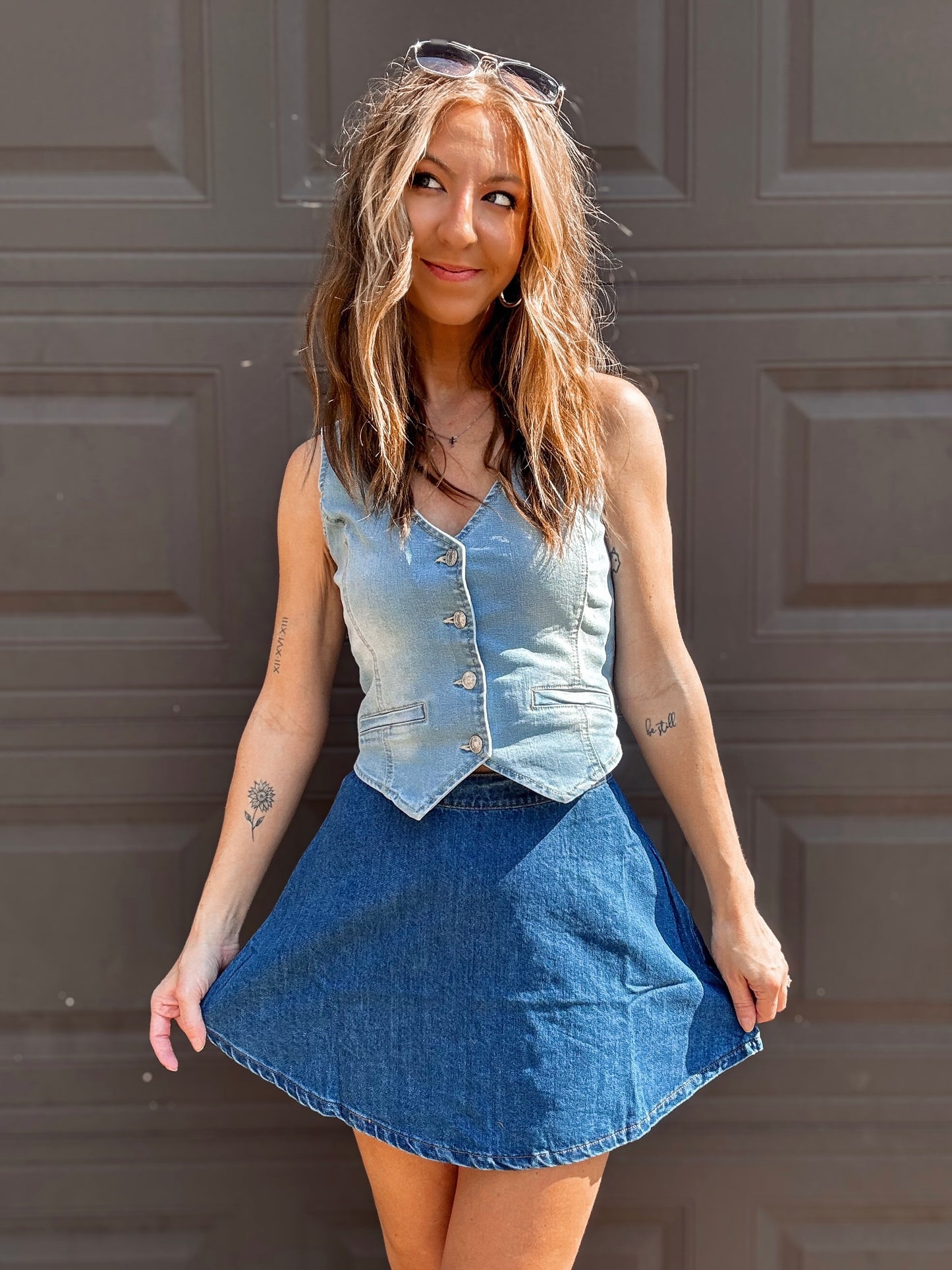 Classic A-Line Denim Flare Skirt