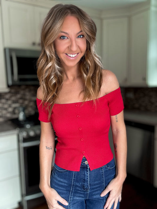 Soft Focus Off-Shoulder Knit