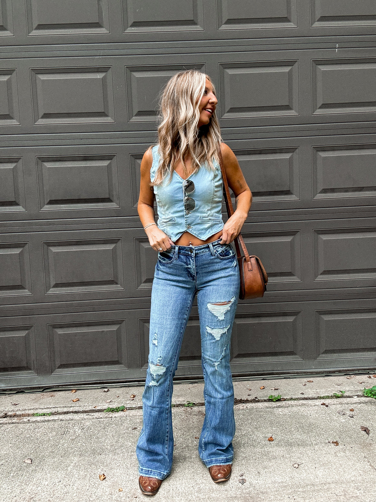 Mid-Rise Flared Denim