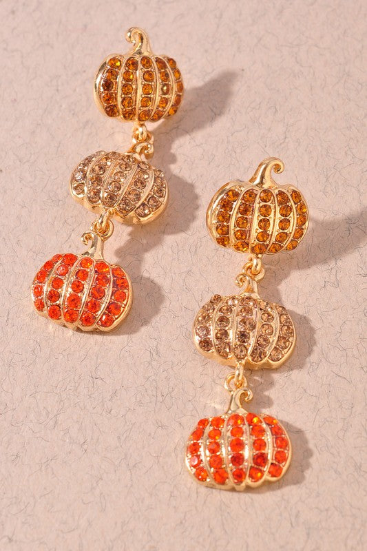 Pumpkin Rhinestone Earrings