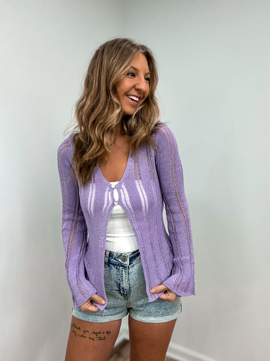 Lavender Love Open Cardigan