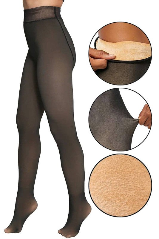 Cozy Illusion Sheer Fleece Pantyhose