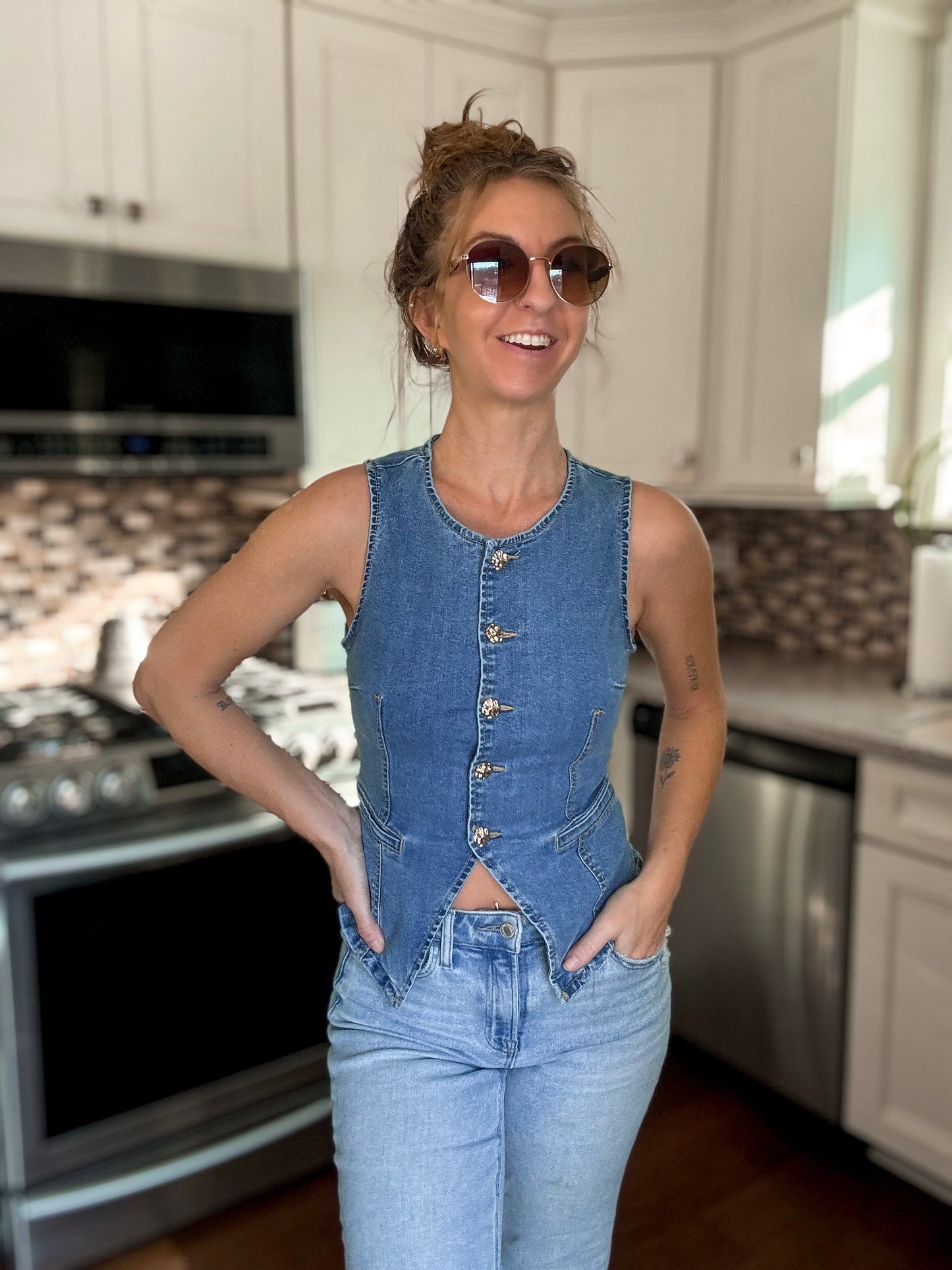 Buttoned-Up Babe Denim Vest