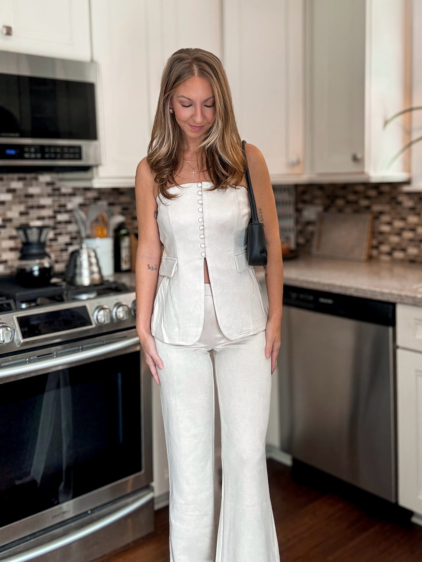 Suede Tailored Two-Piece Set