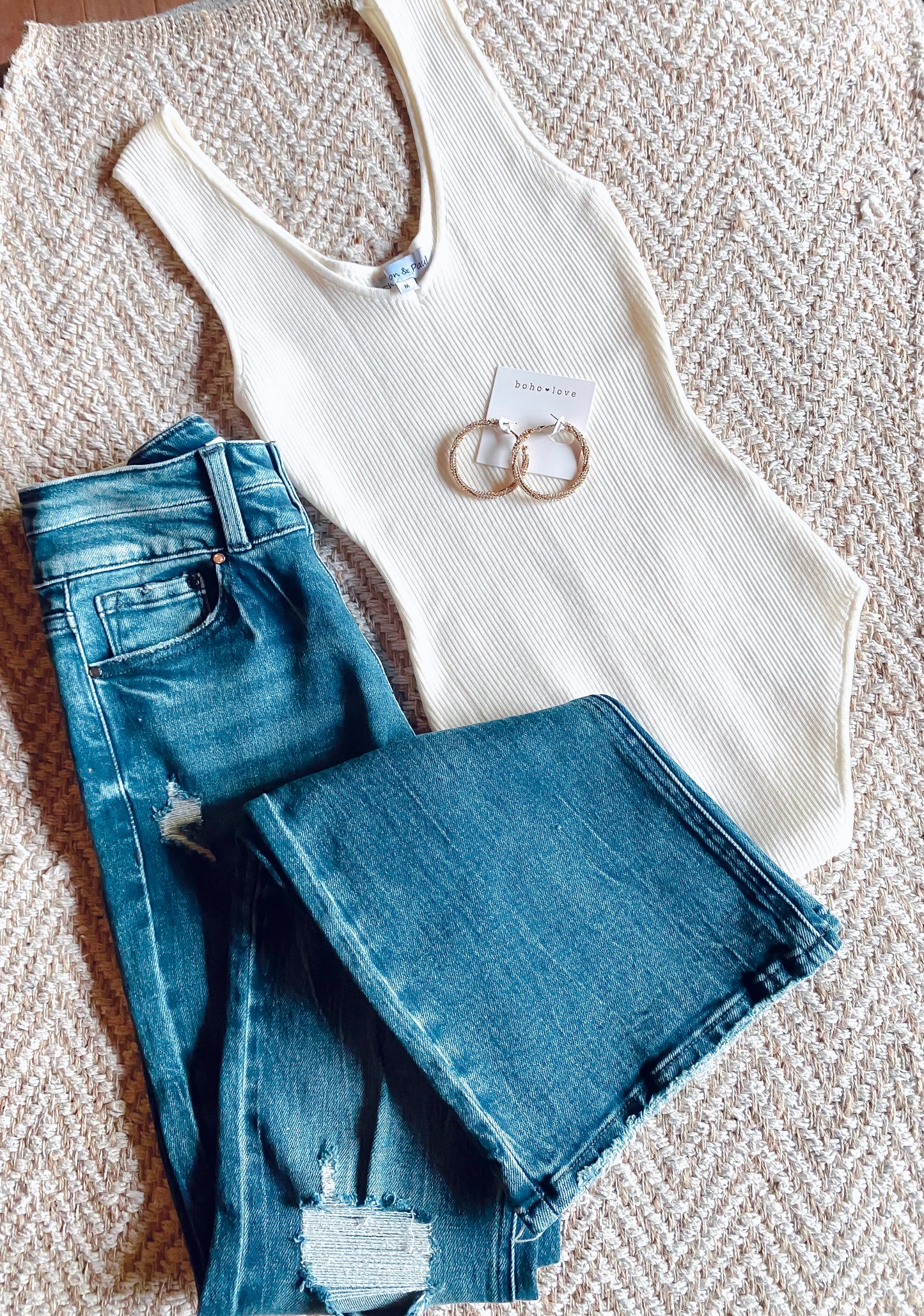 Ribbed Knit Tank Top Bodysuit