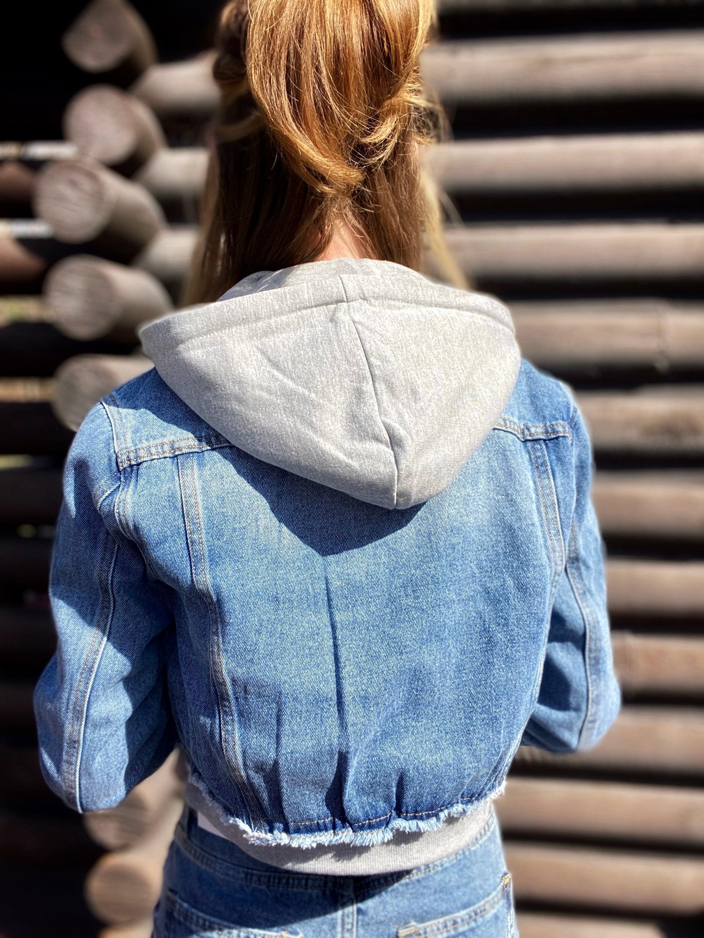 Denim jacket best sale layered hoodie